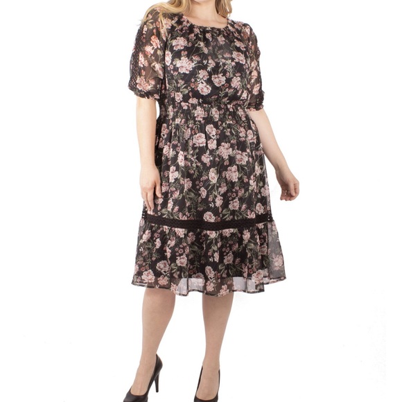 NY Collection Plus Size Floral Dress - Picture 1 of 6